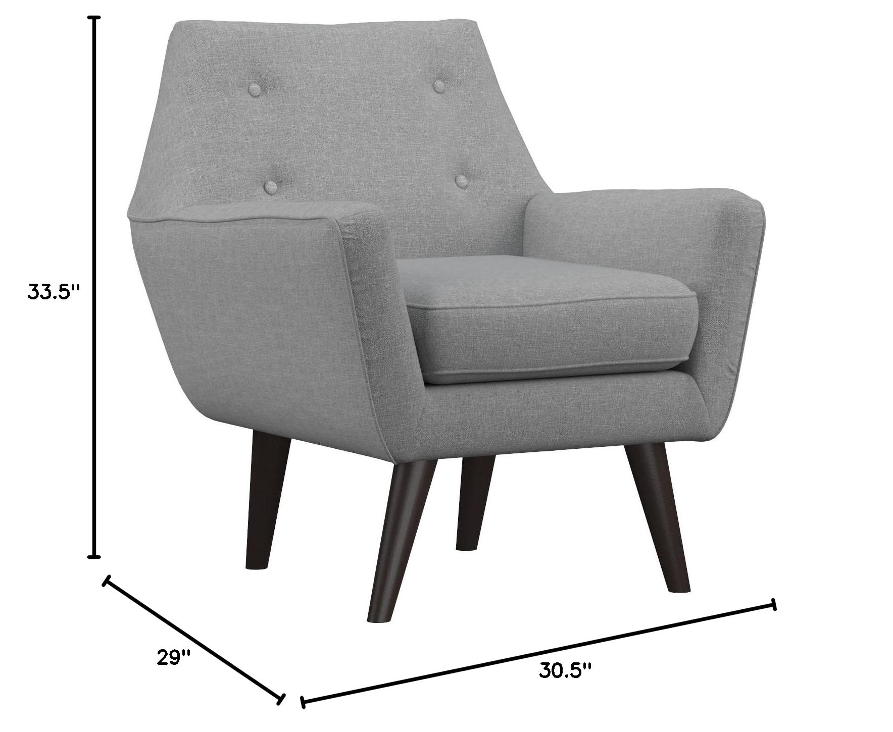 Modway Posit Mid-Century Modern Fabric Upholstered Accent Lounge Arm Chair - Light Gray | Stylish Living Room Seating for Home Office & Reading Nook