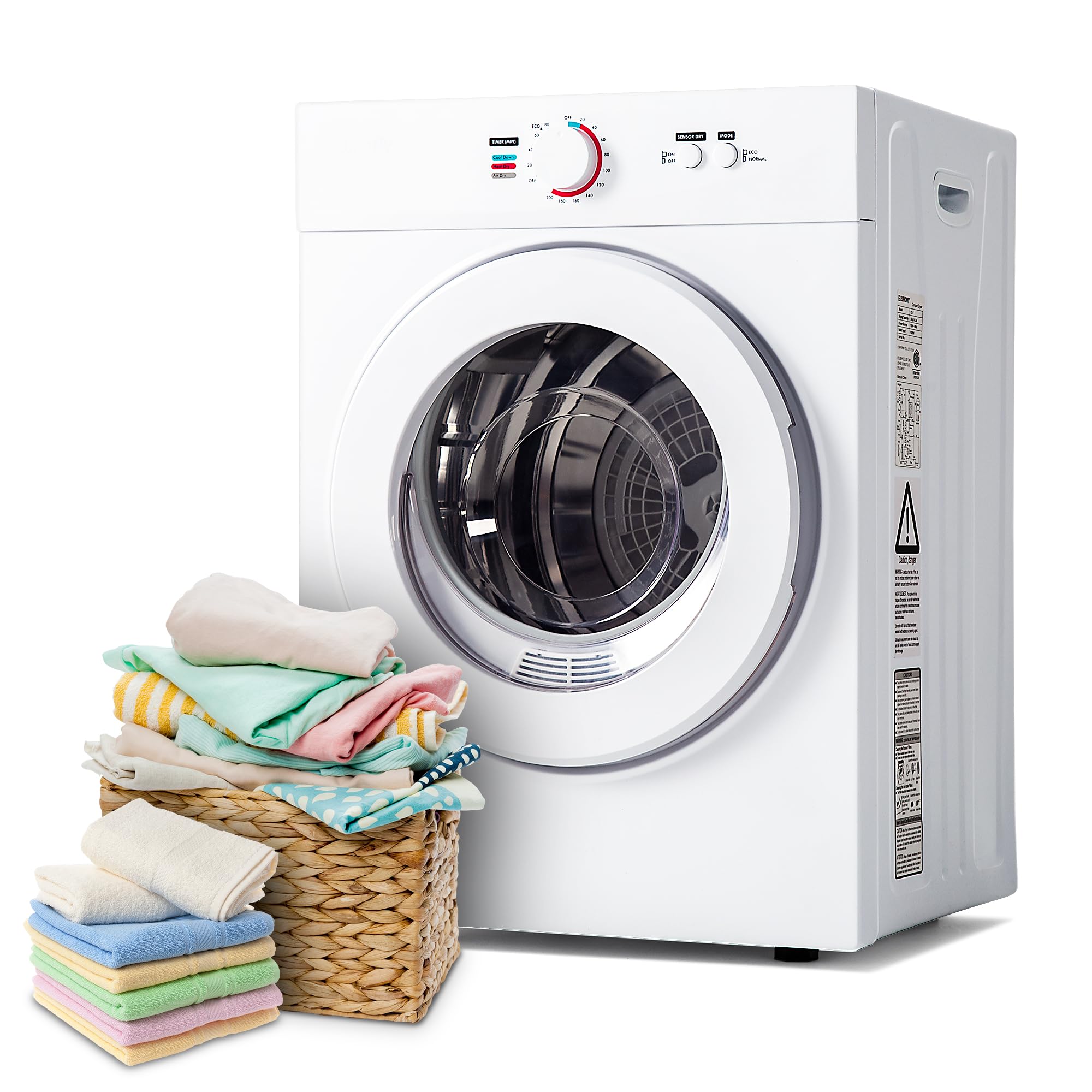 EUHOMY 1.6 cu ft Compact Portable Clothes Dryer - Energy Efficient Laundry Solution for Apartments, Dorms & RVs - Perfect for Small Spaces & Quick Drying