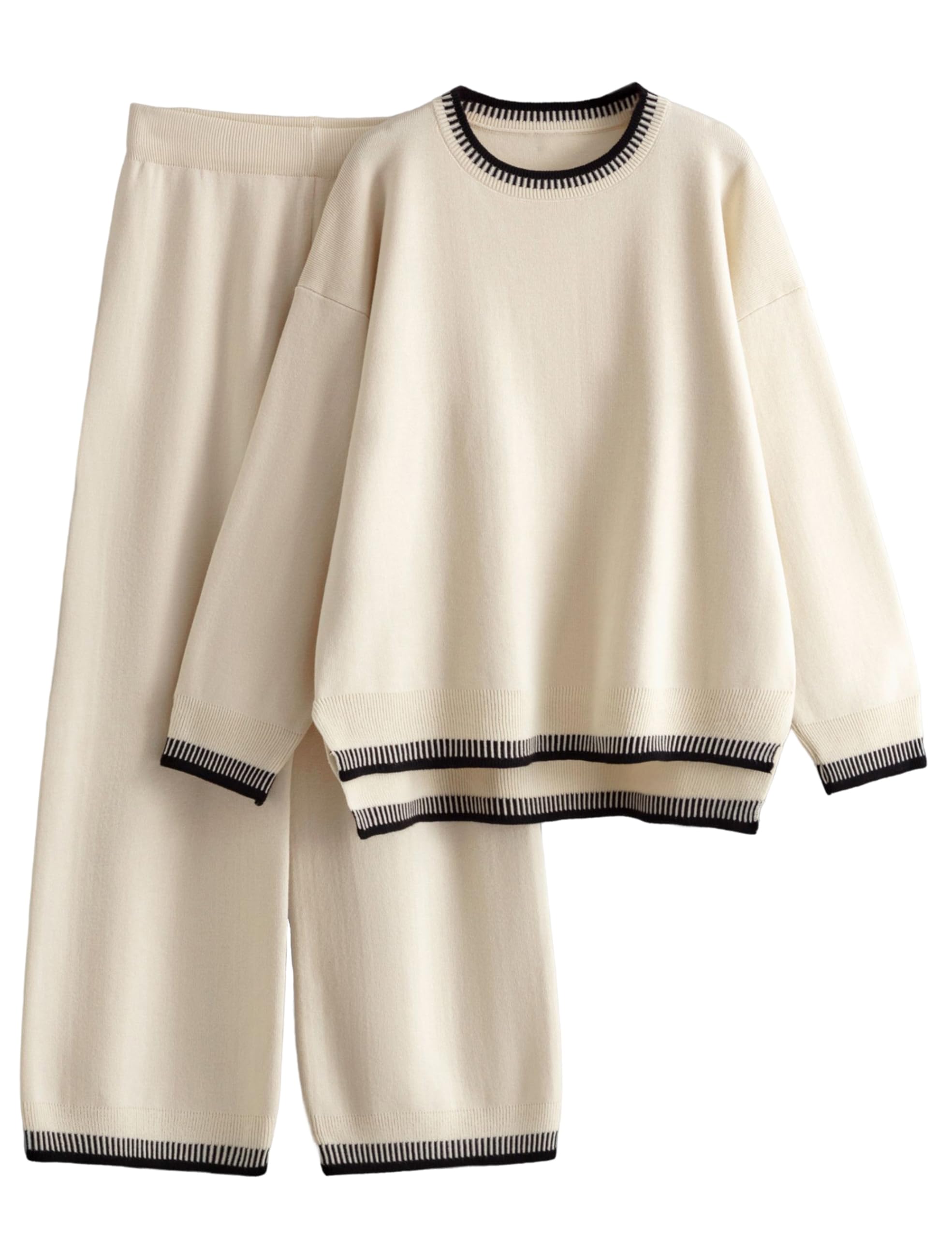 Tanming Women's 2-Piece Knit Sweater Set - Cozy Pullover Jumper & Wide Leg Pants Outfit for Fall/Winter | Casual Loungewear, Work from Home, Street Style Fashion