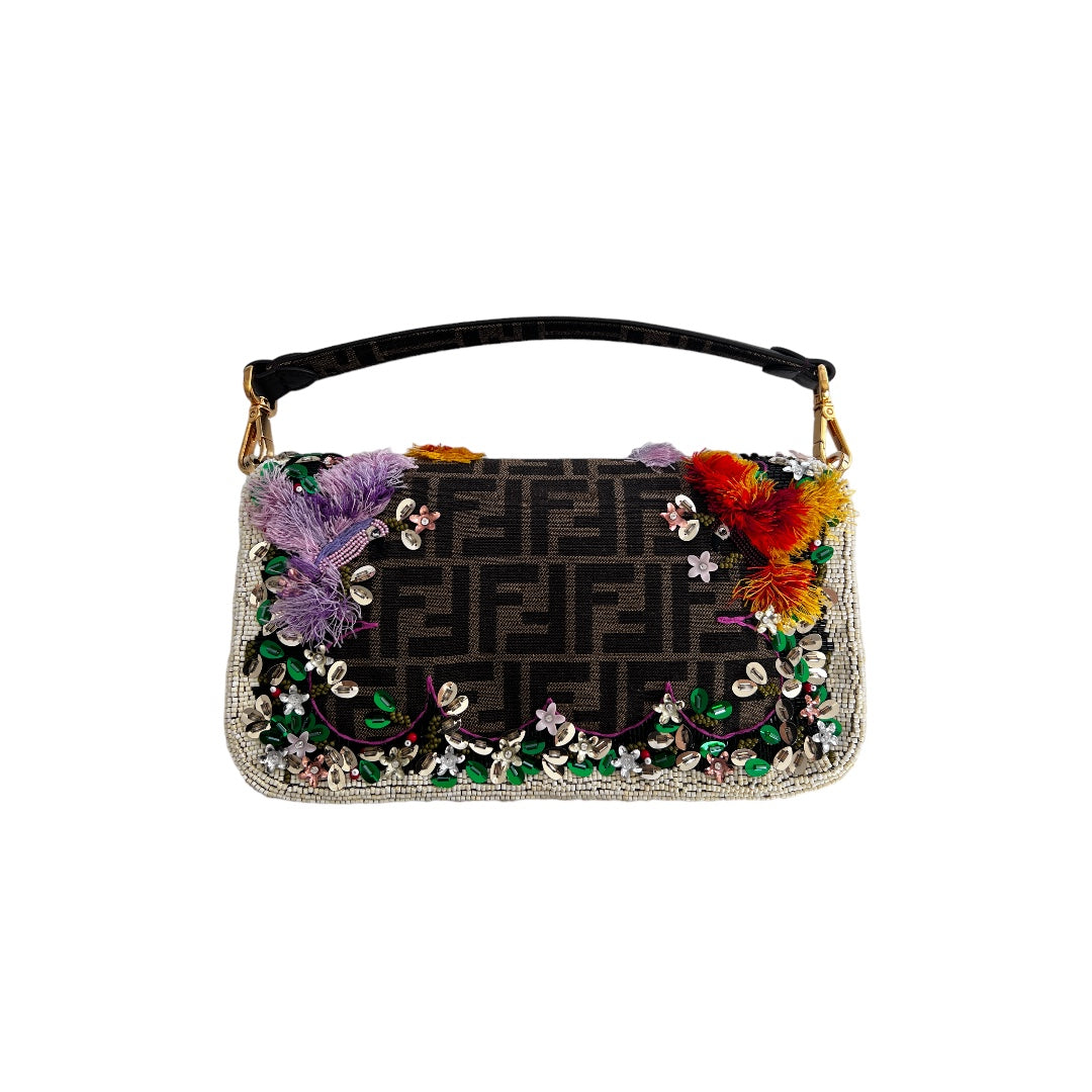 Fendi New Style Garden Embroidered Baguette Bag - Luxury Designer Handbag for Women | Perfect for Parties, Weddings & Everyday Use