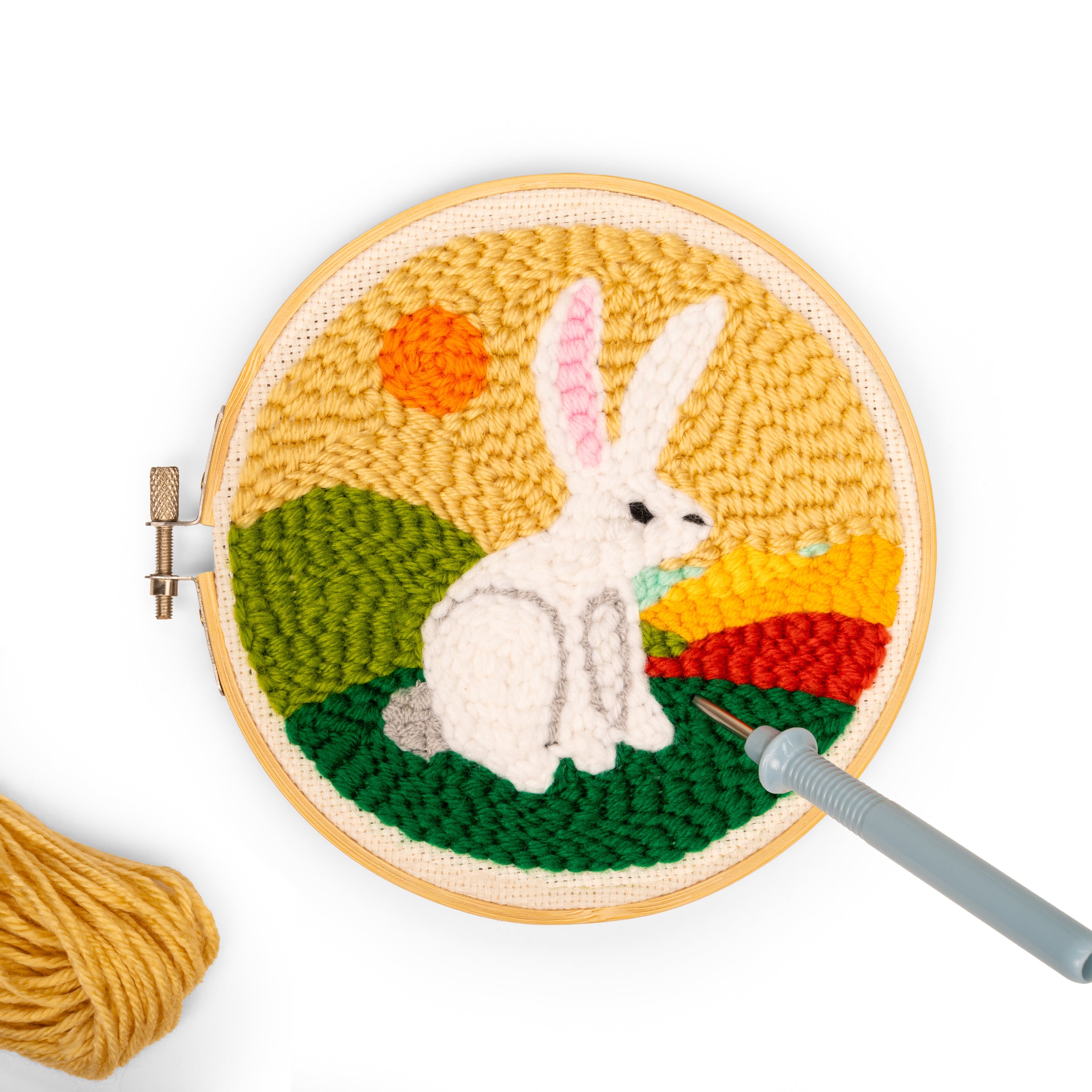 Hare Punch Needle Kit for DIY Embroidery and Rug Making - Complete Starter Set with Needles, Hoop, and Yarn - Perfect for Home Decor, Wall Art, and Craft Projects