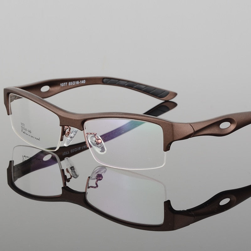 Bclear Square TR90 Semi-Rimless Sports Eyeglasses for Men - Lightweight & Durable Frame for Running, Cycling & Outdoor Activities