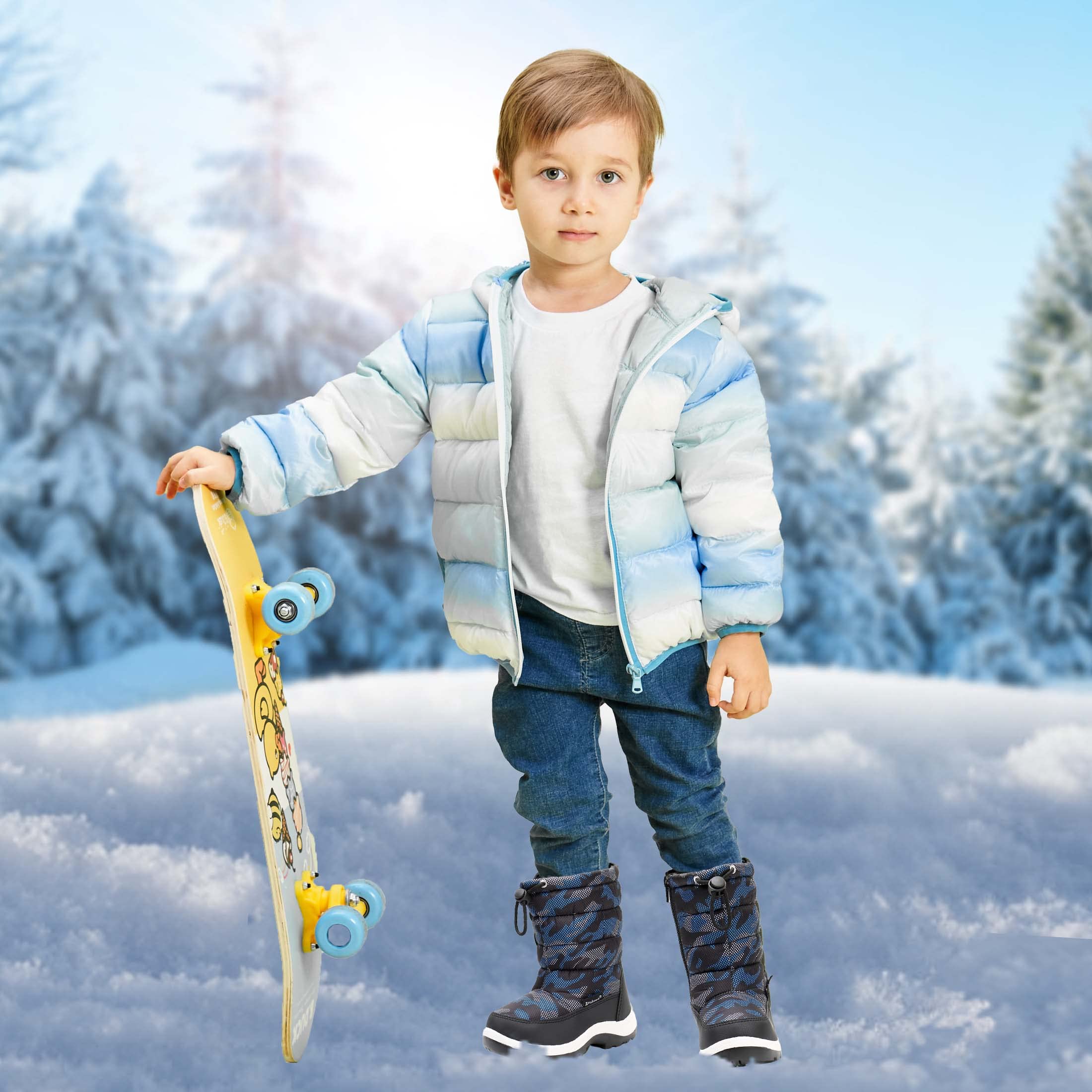 Apakowa Waterproof Winter Snow Boots for Kids - Cold Weather & Water Resistant (Toddler, Little Kid, Big Kid) | Perfect for Snow Play, Outdoor Adventures & School Winter Activities