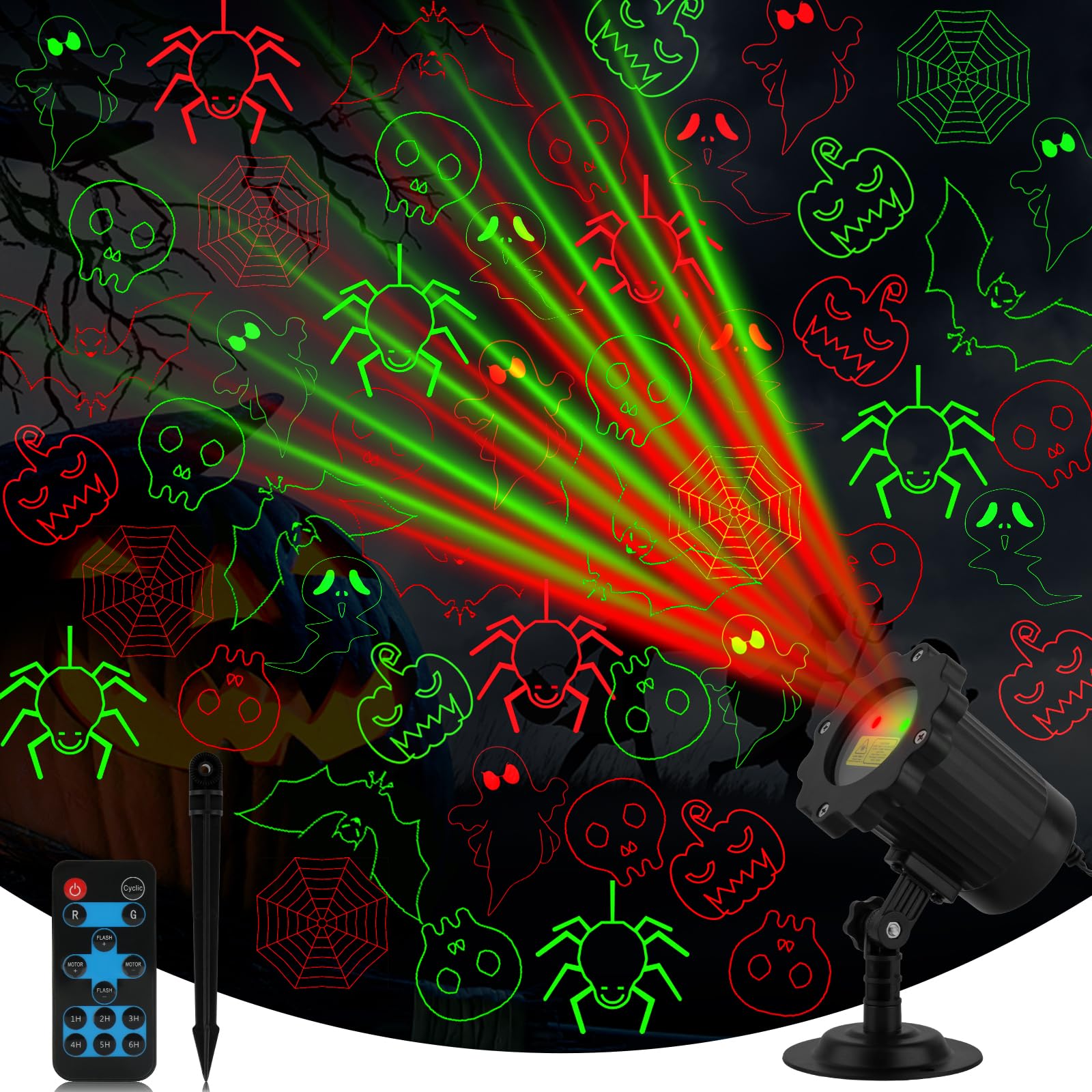 Halloween Projector Lights Outdoor - Waterproof Laser Light Show with Remote Control for Halloween Decorations | Perfect for Yard, Garden, Party, Indoor & Outdoor Halloween Decor