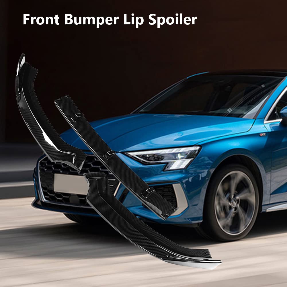 Carbon Fiber Front Bumper Lip Spoiler for Audi A3/S3 S-Line 8V (2017-2018) - Body Kit Upgrade for Enhanced Style & Aerodynamics - Perfect for Street Racing & Car Shows