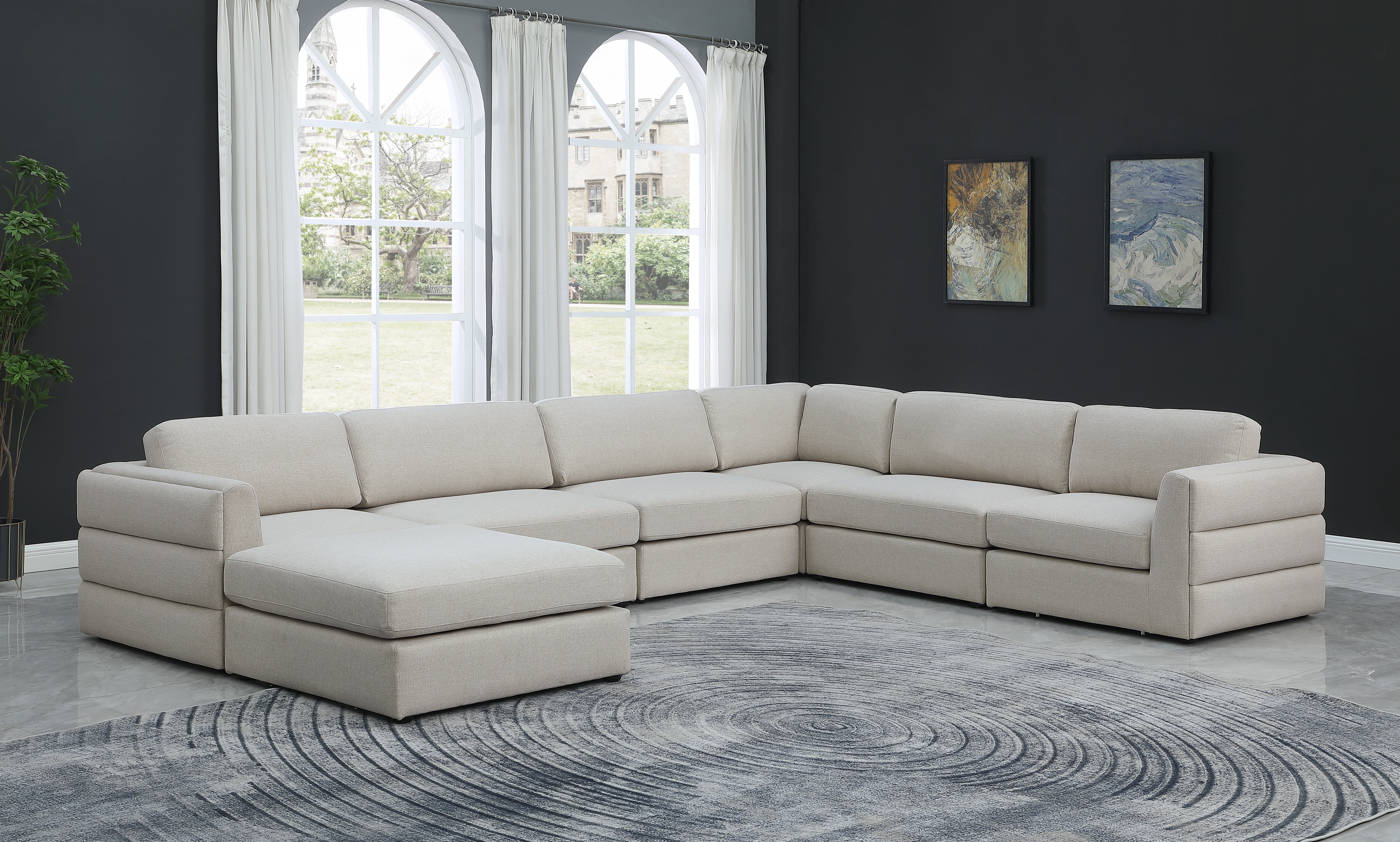 Beckham Durable Linen Textured Fabric Modular Sectional Sofa - Modern Living Room Furniture for Home, Office & Lounge Comfort