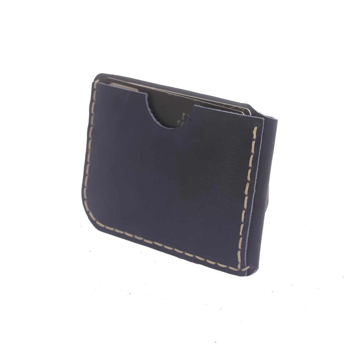 Upgraded Minimalist Card Holder - Handmade Thin Wallet with Multiple Card Slots, RFID Protection (Dark Blue) | Perfect for Everyday Carry, Travel & Business Use