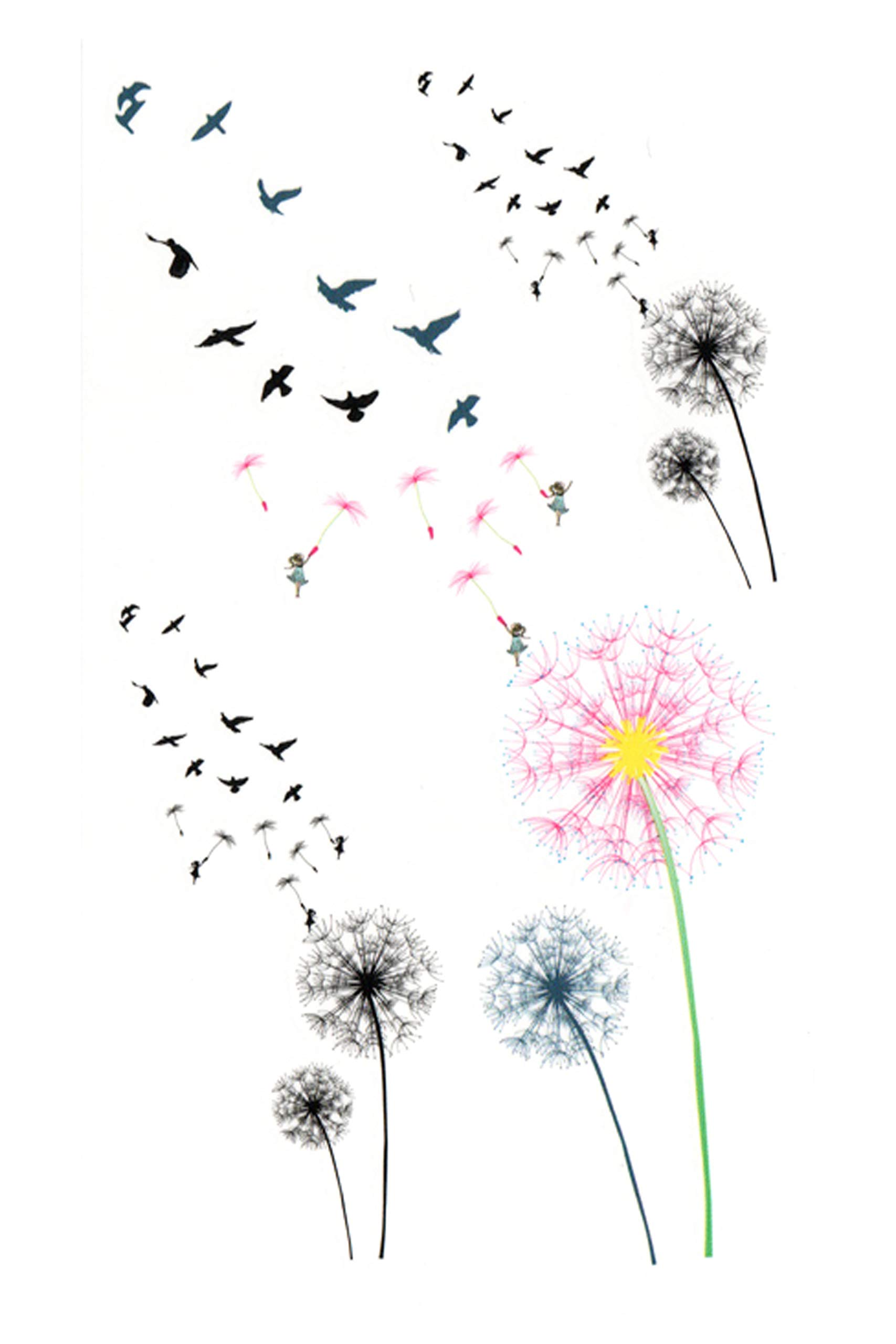 Waterproof Temporary Tattoo Stickers for Men & Women - 3D Realistic Flowers, Butterflies, Stars, Angels, Wolves & Armband Designs (60mm x 105mm) - Perfect for Parties, Halloween, Cosplay & Body Art