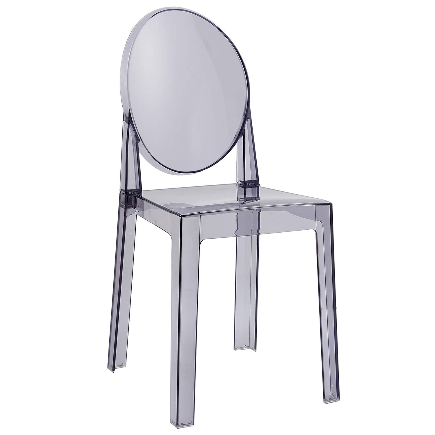 2xhome - Modern Ghost Side Chair in Gray Smoke, Mid Century Dining Room Chair, Armless Accent Seat for Lounge, Living Room, or Office - Single (Set of 1)
