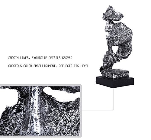 Creative Abstract The Thinker Statue - Silver Silence Face & Hand Sculpture for Office Desk Decor | Modern Home & Office Decorations | Perfect Gift for Art Lovers & Thinkers