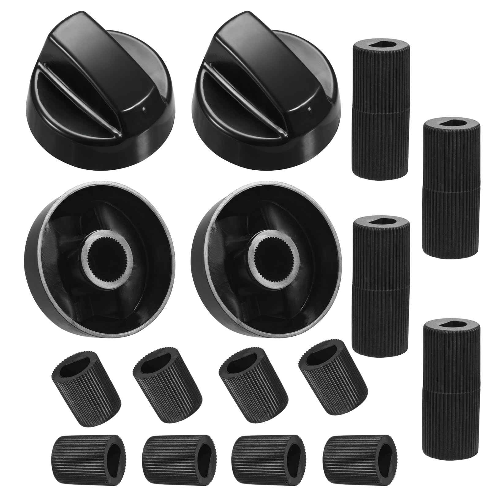 4 Pack Universal Stove Knobs with 12 Adapters - Fits Most Oven, Range & Stove Controls - Durable Black Replacement Knobs for Kitchen Appliances - Perfect for Gas & Electric Stoves, Ovens & Cooktops