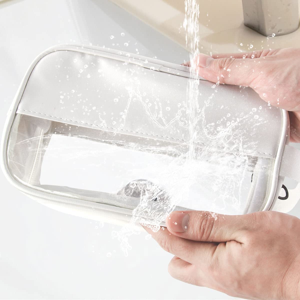 Nightstar Clear PVC Cosmetic Bag - Waterproof Travel Toiletry Organizer for Women & Girls, Makeup Pouch with Zipper (White, Large Size) - Perfect for Travel, Gym, Beach & Daily Essentials Storage