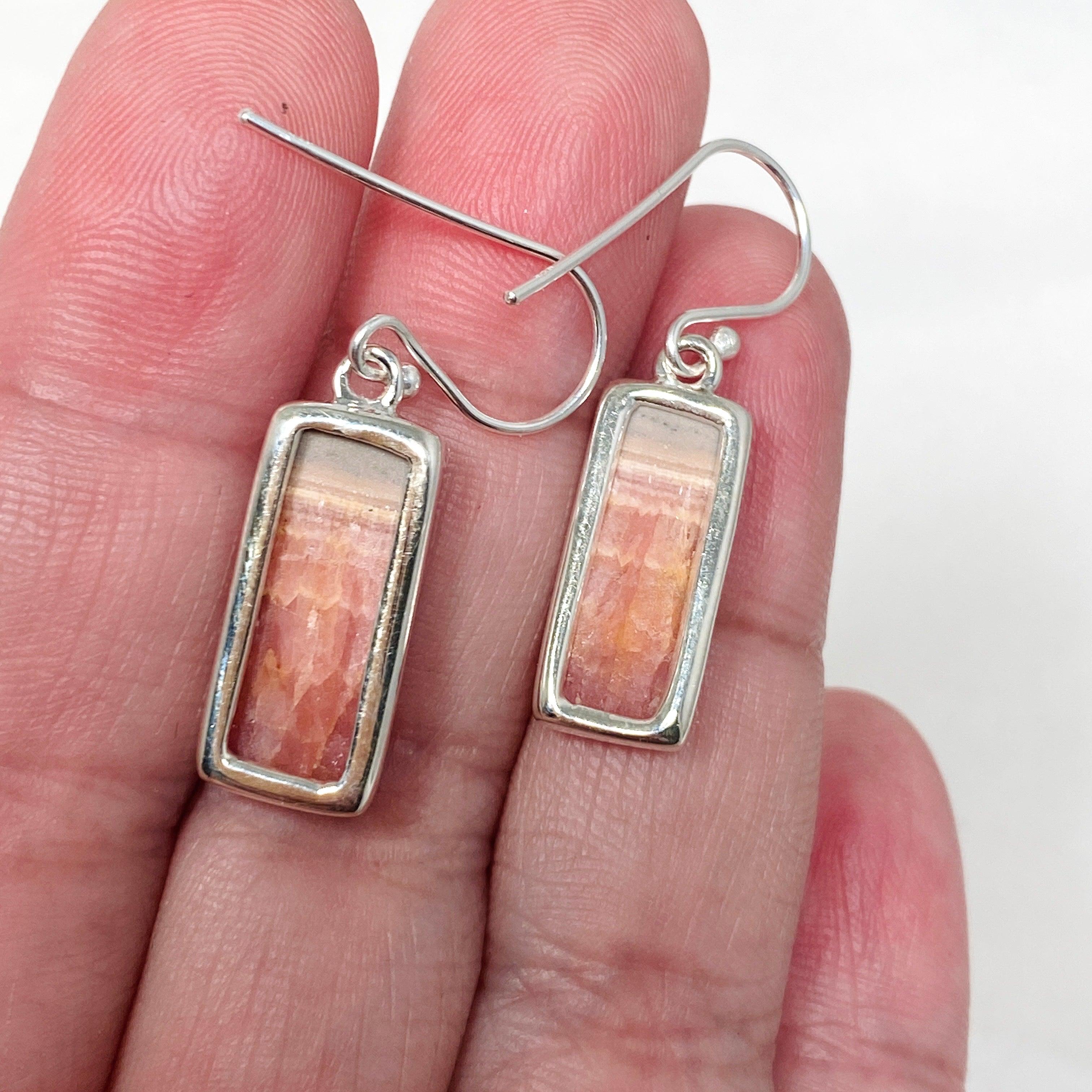Rhodochrosite Rectangular Earrings KEGJ1456 - Elegant Gemstone Jewelry for Women | Perfect for Parties, Weddings & Special Occasions
