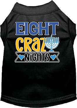 Eight Crazy Nights Screen Print Dog Shirt - Funny Christmas Pet Apparel in Multiple Colors - Perfect for Holiday Parties & Festive Pet Photos