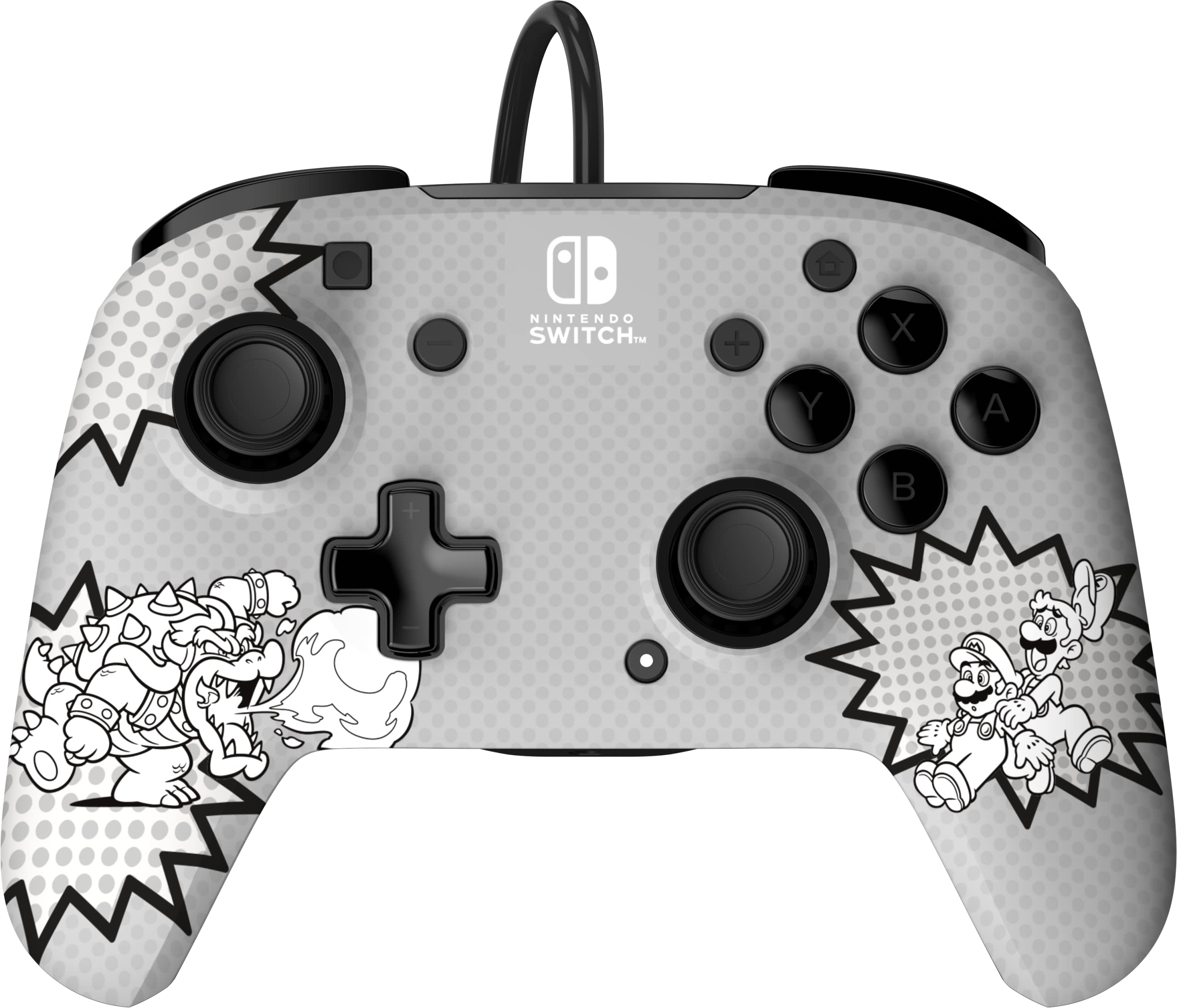 PDP REMATCH: Comic Attack Noir, Grey, White USB Game Controller Analog/Digital for Nintendo Switch & OLED - Perfect for Multiplayer Gaming & Long Play Sessions
