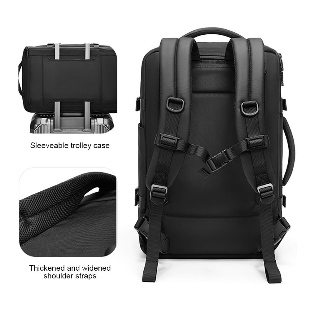 Expandable Vacuum Travel Backpack with Sealed Compression System - Large Carry On Luggage for Airplane, Hiking & Business Trips | Waterproof & Space Saving Design