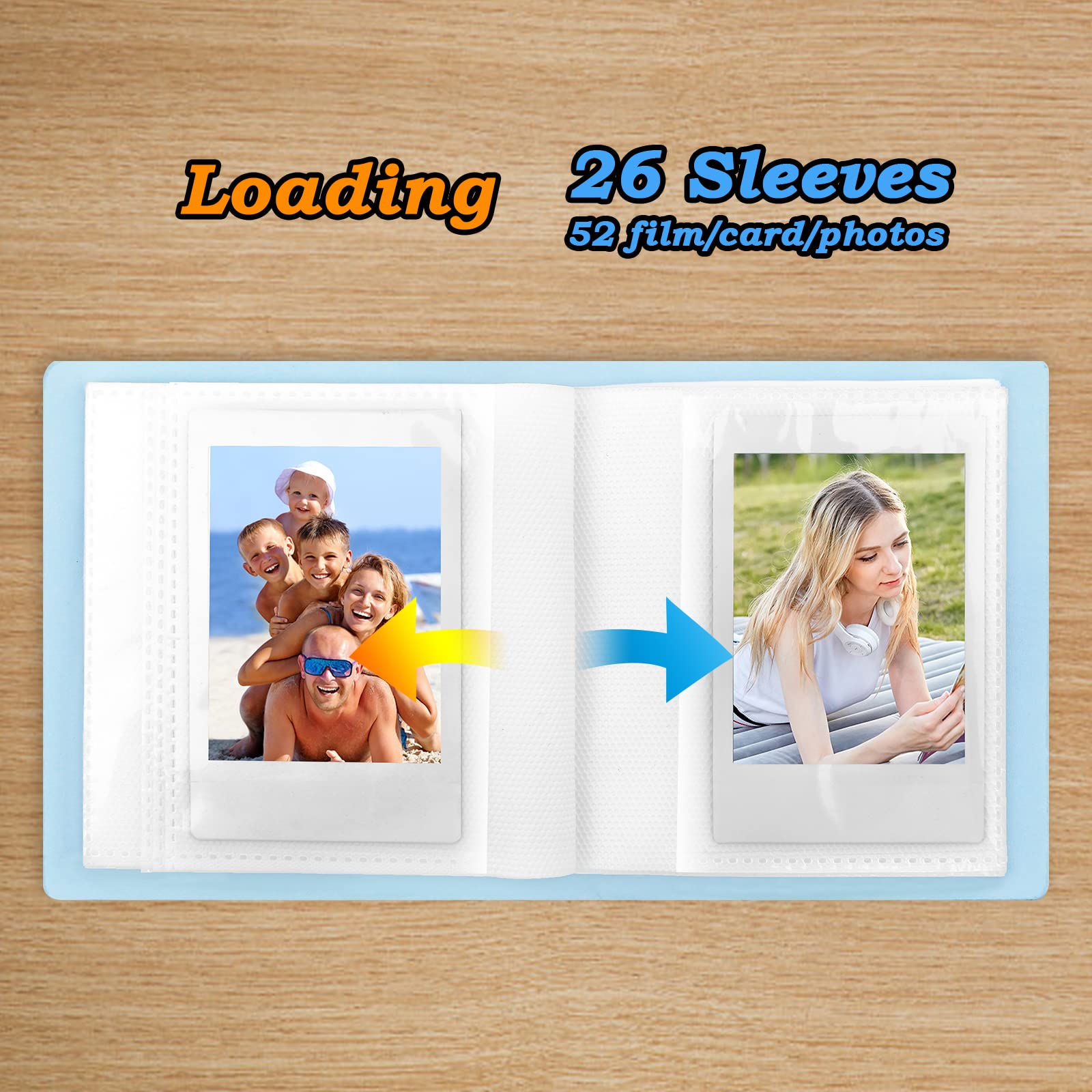 52-Pocket Small Photo Album for Fujifilm Instax Mini, Polaroid Snap & Z2300 - Holds 2x3 Instant Photos (Blue, 2-Pack) - Perfect for Travel Memories, Baby Photos & Party Snapshots