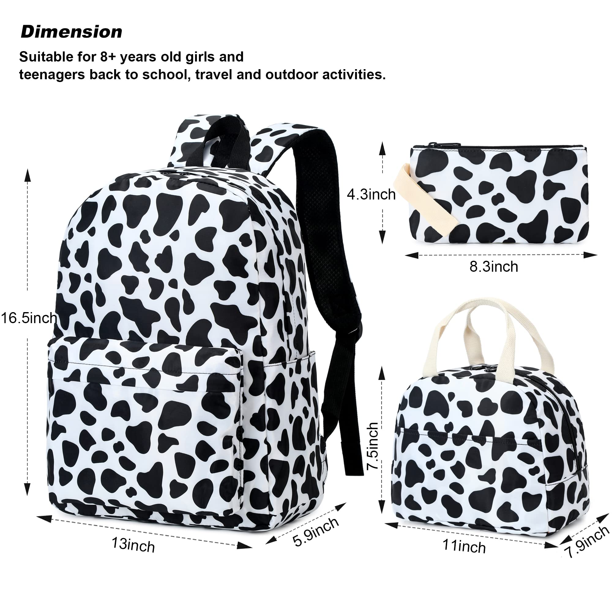 Girls School Backpack Set for Teens & Kids - Waterproof Bookbag with Lunch Box & Pencil Case - Perfect for School, Travel & Daily Use