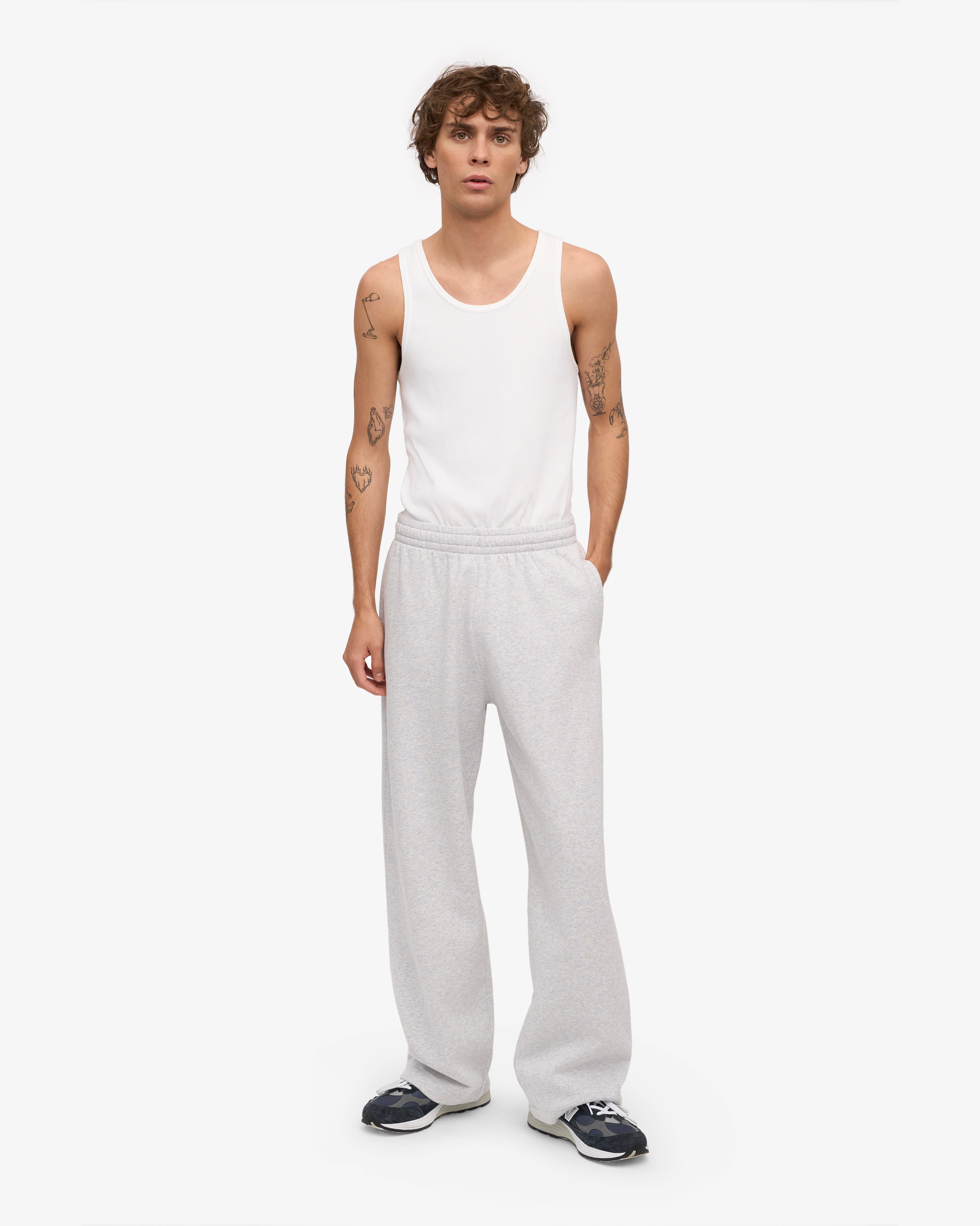 Organic Straight Leg Sweatpants for Women - Soft Cotton Joggers with Snow Melange Color - Perfect for Yoga, Lounge & Casual Wear