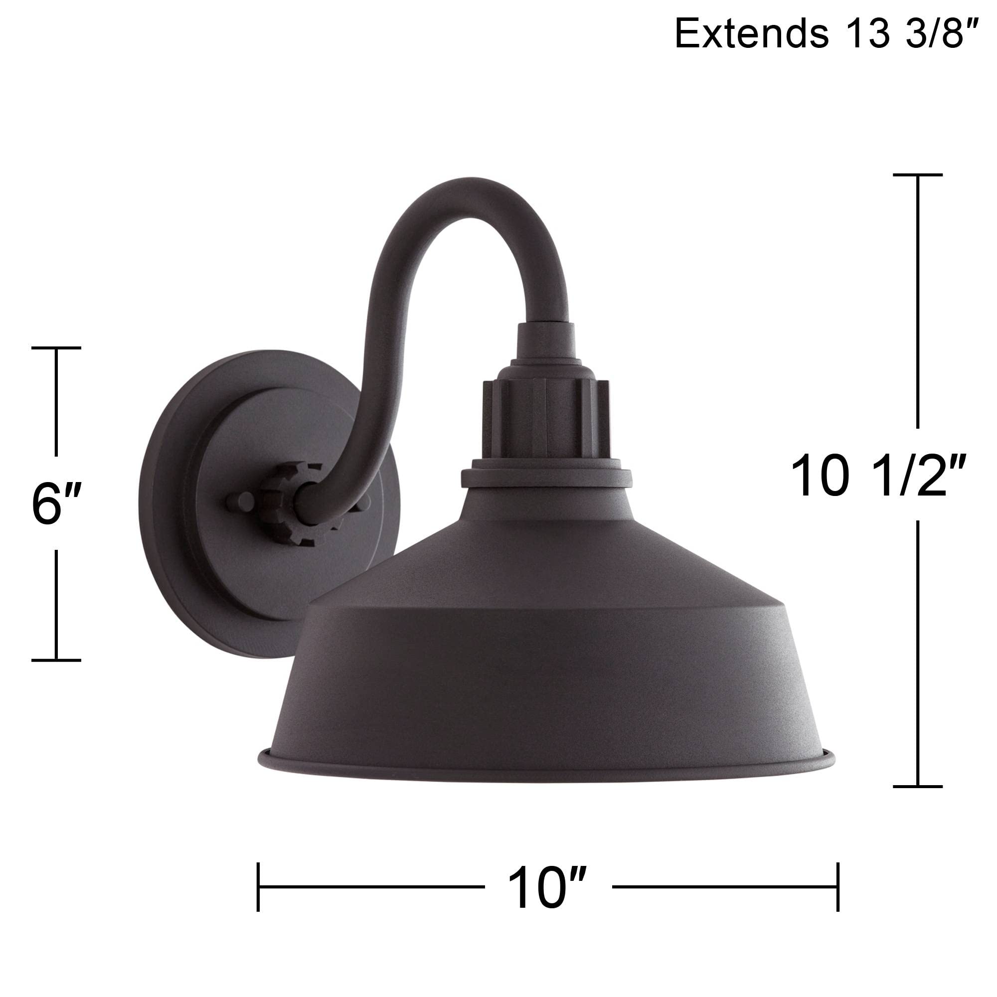 Franklin Iron Works Arnett Rustic Industrial Farmhouse Outdoor Barn Light Fixture - Black Gooseneck Wall Sconce, 10.5