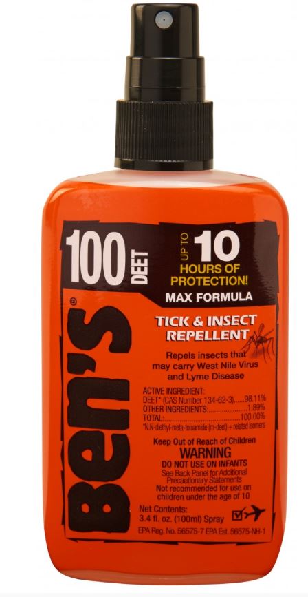100% Max DEET Tick & Insect Repellent Spray - 3.4oz (100ml) | Long-Lasting Bug Spray for Outdoor Activities, Camping, Hiking & Travel | Mosquito & Tick Protection