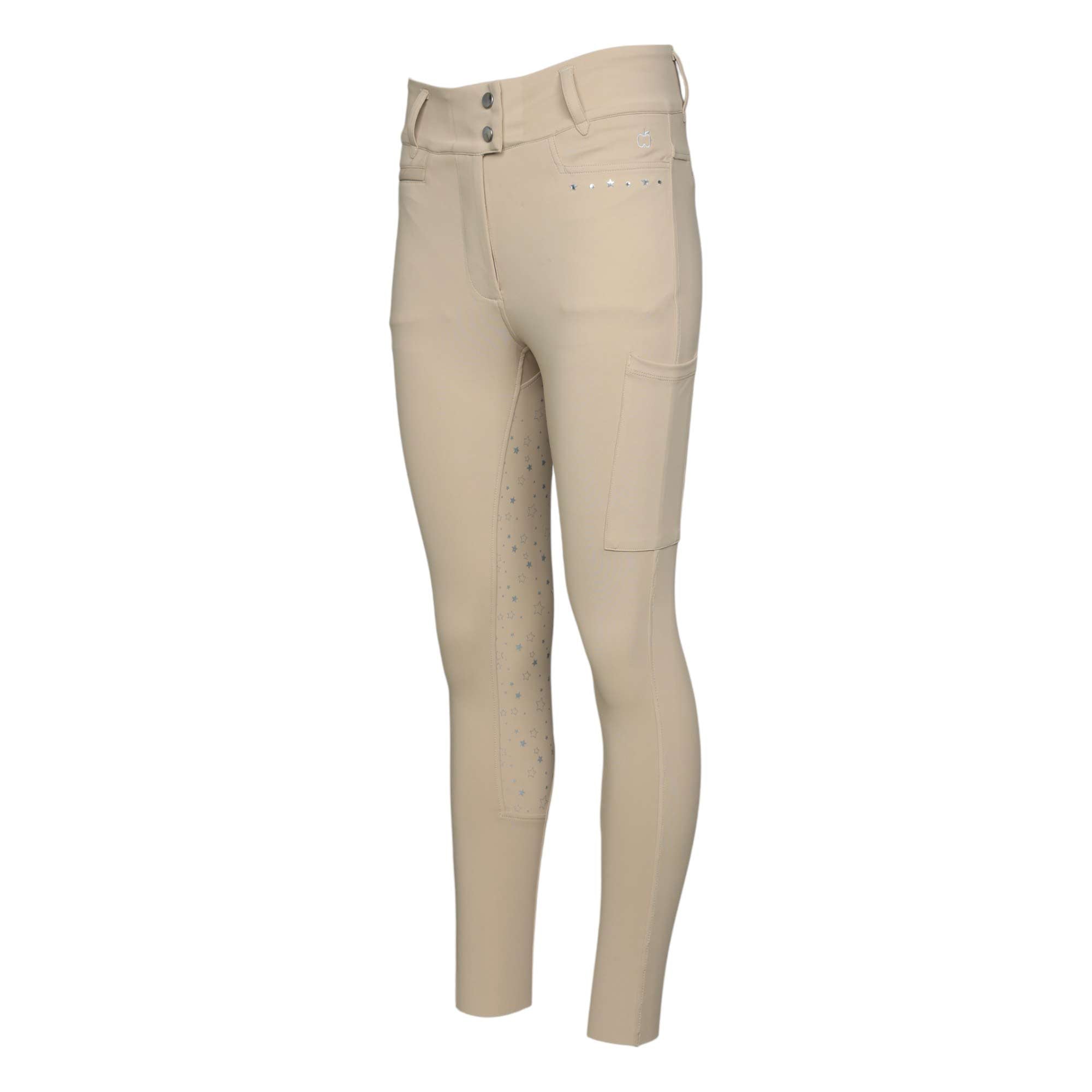 Dapplebay Shine On Compression Full Seat Show Breeches for Equestrian Riding - Comfortable Tan Horse Riding Pants for Women - Perfect for Show Jumping, Dressage & Training