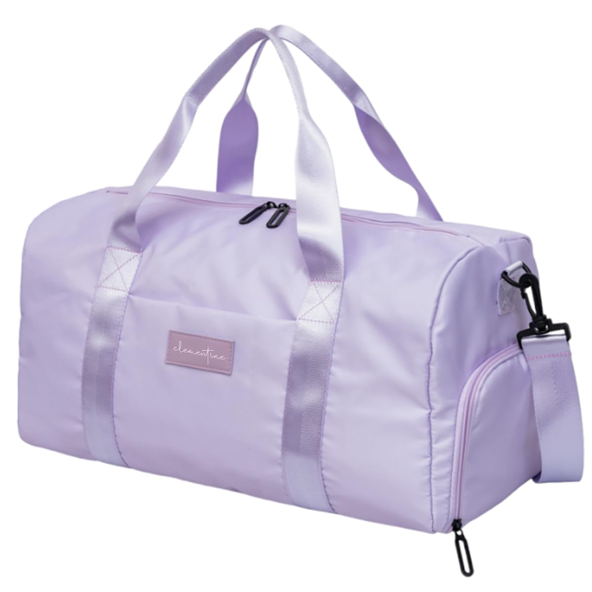 Best Small Durable Lightweight Gym Duffle Bag for Women with Shoe Compartment & Wet Pocket - Perfect for Workout, Yoga, Travel & Overnight Trips - Purple Sports Bag