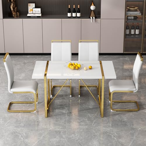Gold Table + White Chairs