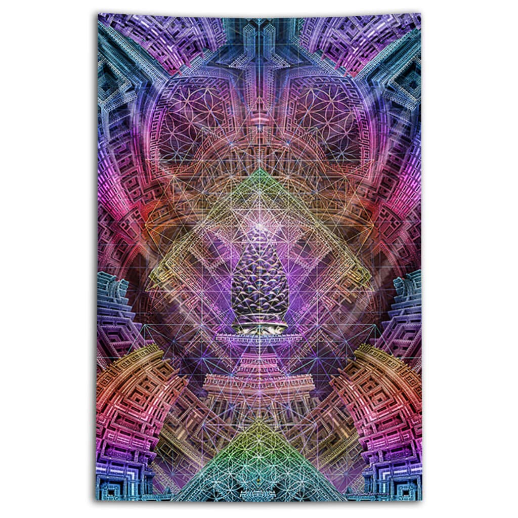 Radiant Pinecone Psychedelic Wall Tapestry by Dima Yastronaut - Modern Bohemian Home Decor for Bedroom, Living Room & Dorm - Third Eye Tapestries Collection