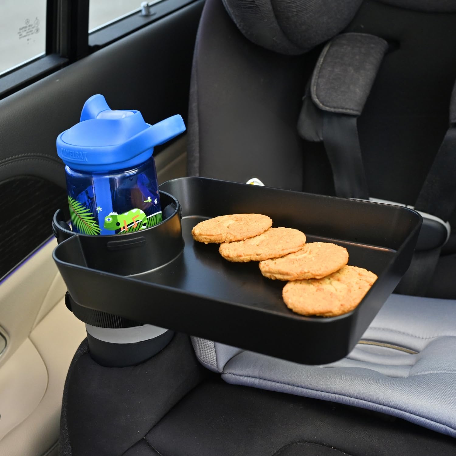 Adjustable Car Seat Tray for Kids - Snack & Drink Holder with Cup Tray for Toddler Travel - Perfect for Road Trips, Airplane & Long Car Rides - Durable & Spill-Proof Kids Travel Tray