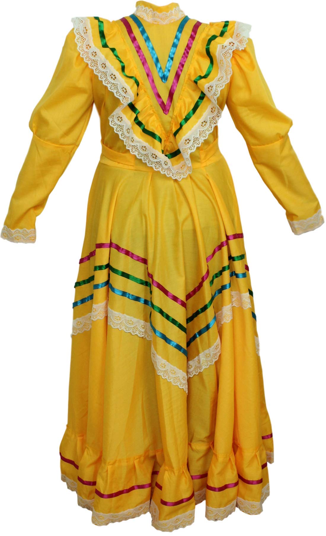 Authentic Mexican Jalisco Dress - Traditional Folklorico Costume for Women (Size S, Vibrant Yellow) | Perfect for Cinco de Mayo, Fiesta, Dance Performances & Cultural Events