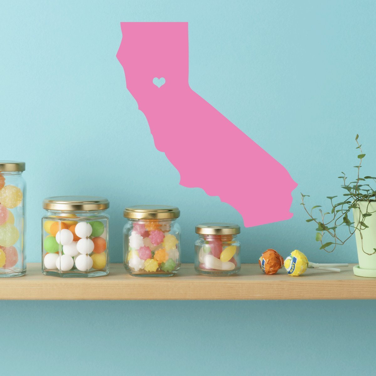 California State Decal with Heart - Premium Vinyl Wall Art Sticker for Home, Bedroom, Living Room Decor - Perfect for DIY Home Decoration, Housewarming Gifts & Nursery Wall Art