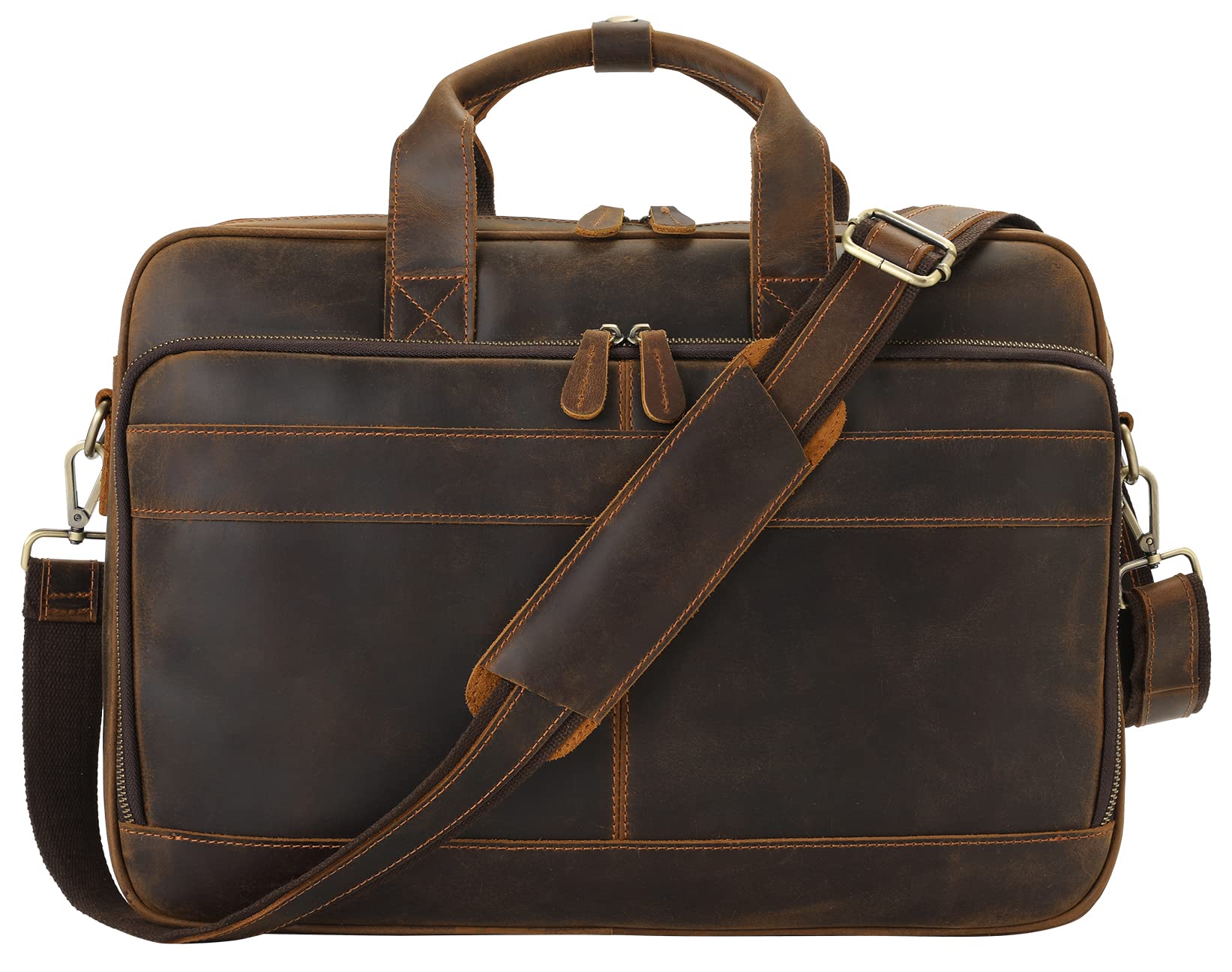 Jack & Chris Genuine Leather Briefcase for Men - Professional Business Laptop Messenger Bag for Work, Travel & Office - Durable 15.6 Inch Computer Bag with Shoulder Strap