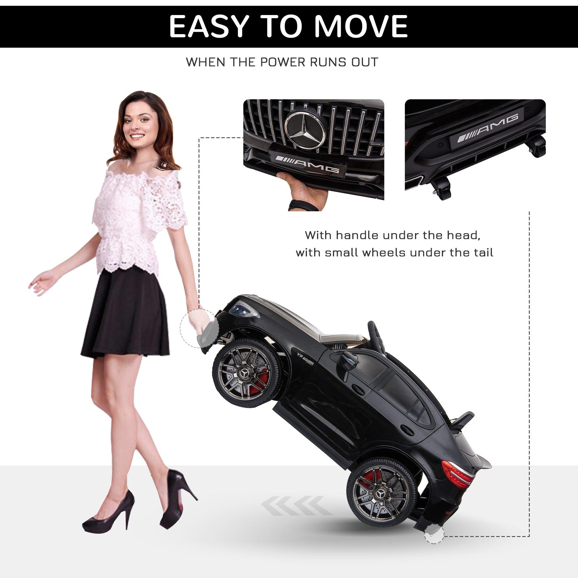 12V Mercedes Benz AMG GLC63S Coupe Electric Ride On Car for Toddlers - Remote Control, 2 Speed, MP3 Player, LED Lights & Horn - Kids Electric Vehicle with Suspension & Music (Black) - Perfect for Indoor Play & Outdoor Birthday Gifts
