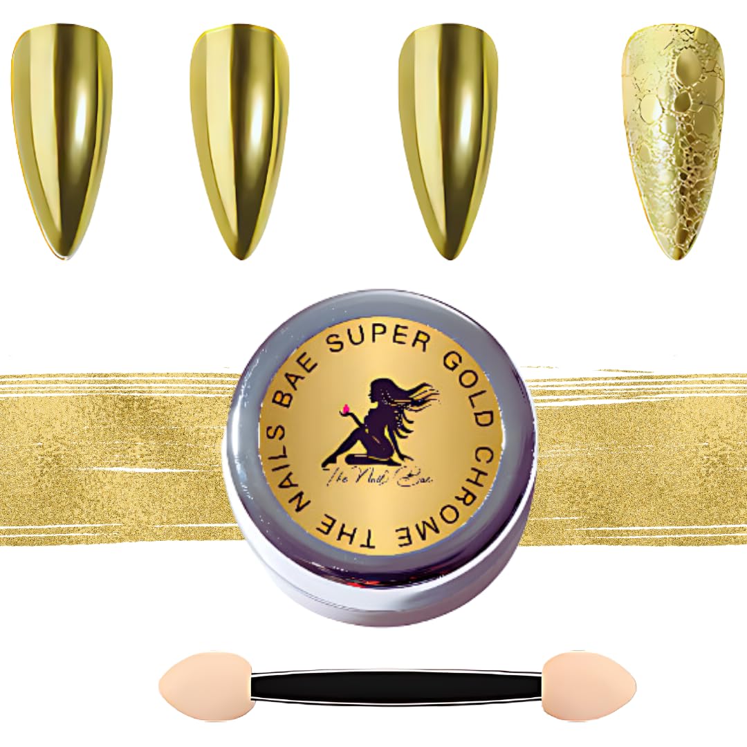 1 Gram Gold Chrome Nail Powder - Mirror Metallic Nail Art Polish for Gel Manicures | DIY Salon-Quality Chrome Nails at Home | Perfect for Parties, Weddings & Special Occasions