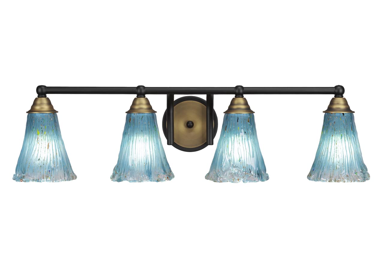 Toltec Lighting Paramount 4-Light Bathroom Vanity Bar in Matte Black & Brass - Modern Bathroom Lighting Fixture for Vanity Mirror, Powder Room, and Master Bath (3424-MBBR-725)
