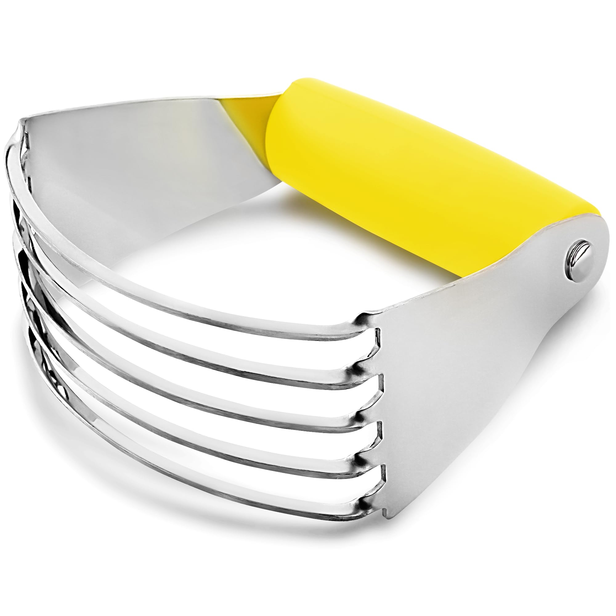 Zulay Kitchen Stainless Steel Dough Blender - Heavy Duty Pastry Cutter with 5 Blades, Butter Cutter for Baking Pies, Cookies, Biscuits & Pastries - Perfect for Home Bakers & Professional Chefs (Yellow)