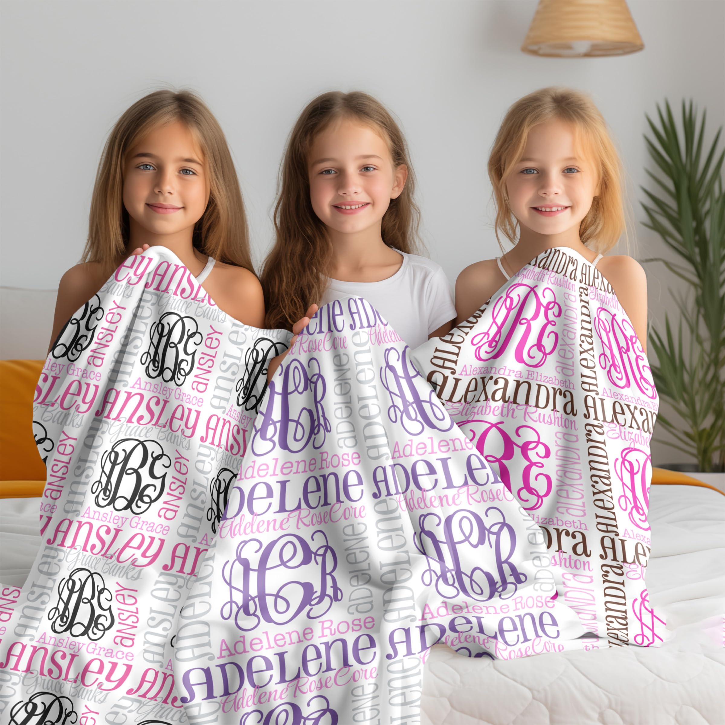 Personalized Baby Girl Blanket with Name - Monogrammed Minky Blanket for Newborns & Toddlers - Custom Crib Throw & Lovey Blanket for Girls (Vine Monogram - Ballerina, 30