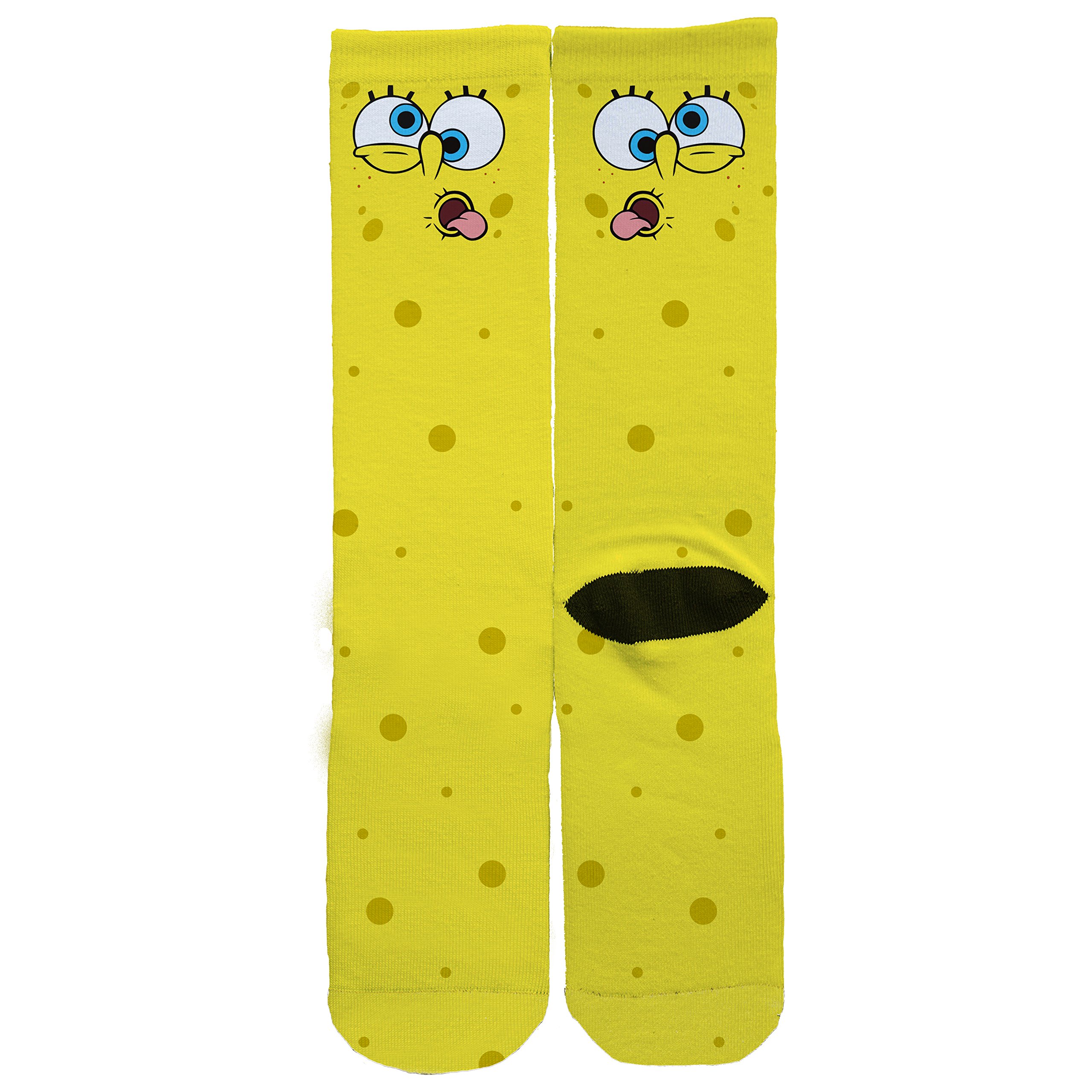 Spongebob Funny Face Custom Socks for Men & Women - One Size Fits 6-12 - Novelty Cartoon Character Socks - Perfect Gift for Fans, Cosplay & Everyday Wear
