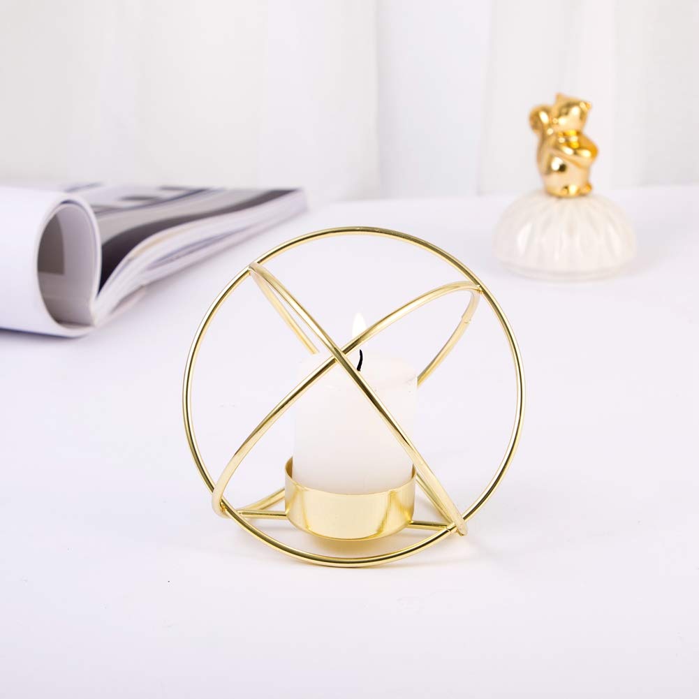 Adarl Iron Tripod Geometric Candle Holders - Gold Table Candle Stand for Romantic Dinners, Vintage Home Decor (Candles Not Included) | Perfect for Wedding Centerpieces, Holiday Decorations & Cozy Ambiance