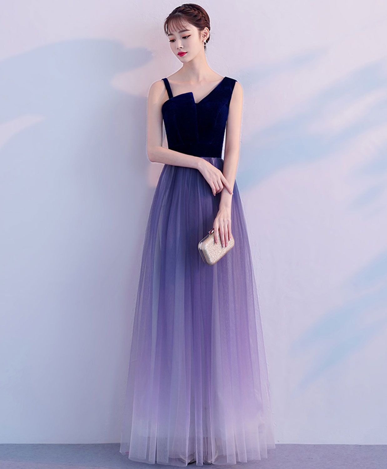 Elegant Purple Tulle Long Prom Dress & Bridesmaid Gown - Perfect for Formal Dances, Weddings & Special Occasions
