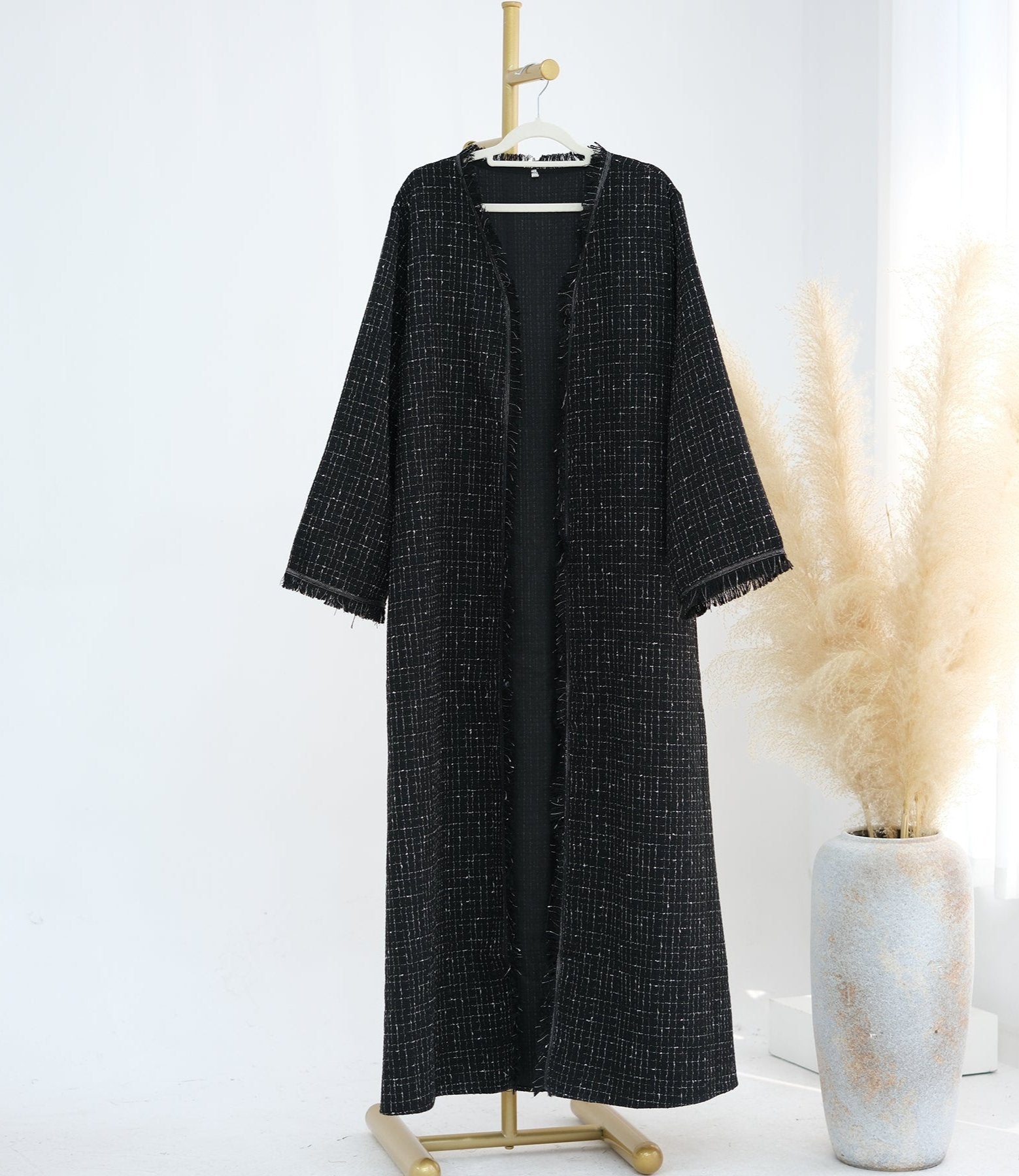 Clara Tweed Duster Coat in Camel Color - Elegant Women's Outerwear for Fall & Winter | Perfect for Office, Date Night & Special Occasions