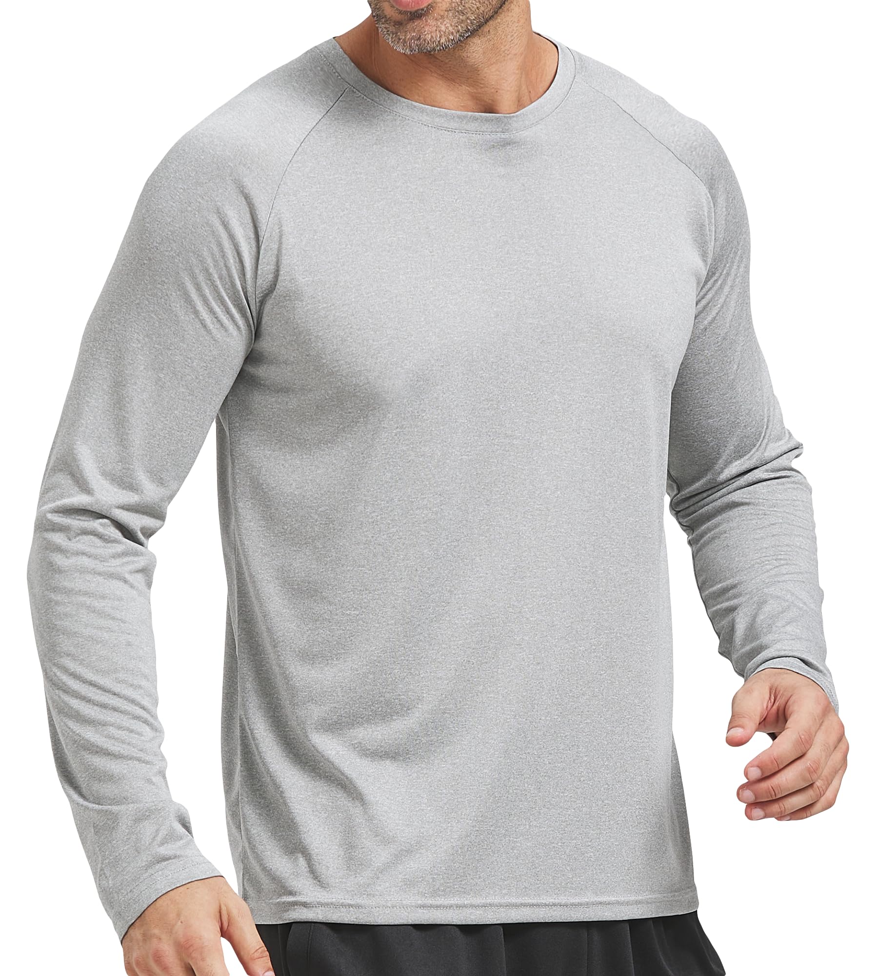 4 Pack Men's Dry Fit Long Sleeve T-Shirts - Moisture Wicking Athletic Shirts for Running, Gym & Workout - Lightweight Performance Shirts for Sports & Outdoor Activities
