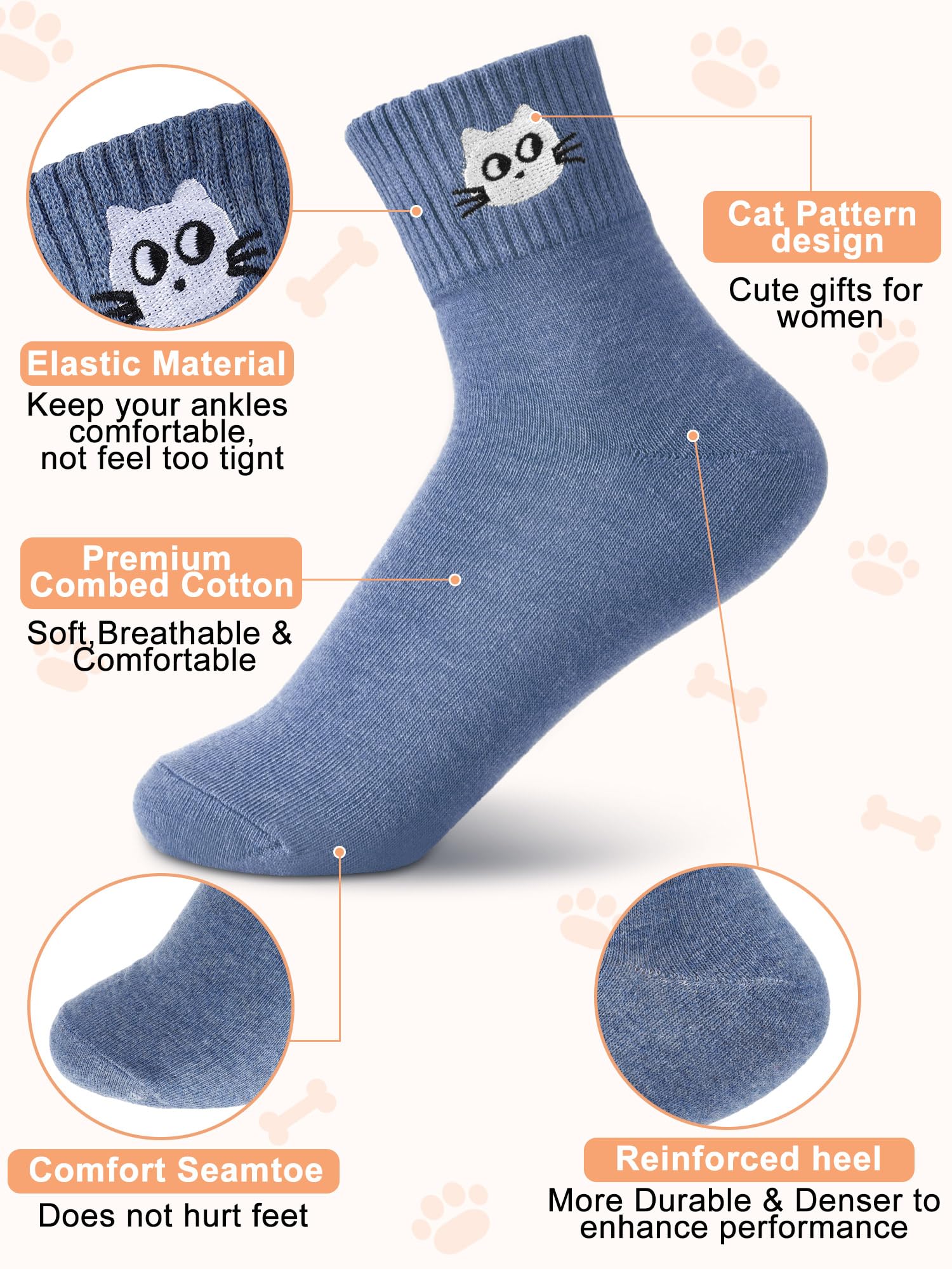 Eurzom 10 Pairs Women's Cotton Crew Socks - Lightweight & Cute for Daily Wear