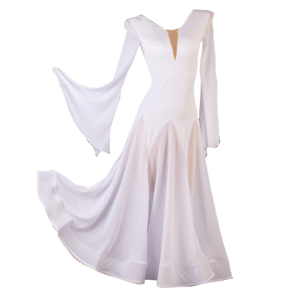 Elegant White Ballroom Dance Dress for Women - Tango, Waltz, Standard & Smooth Competition - Perfect for Latin, Social & Professional Dance Events