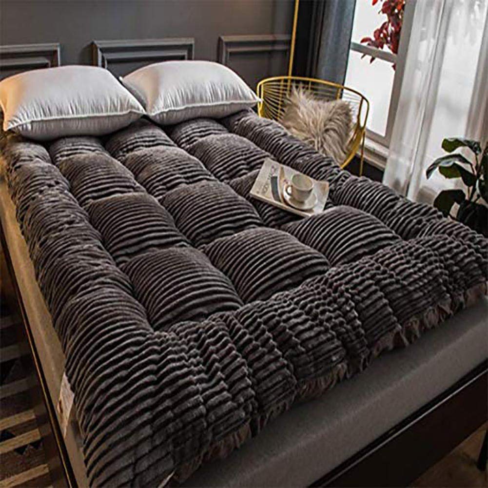 SAZDFY Milk Cashmere Tatami Mattress Topper - Foldable Japanese Floor Futon, Soft & Thickened, Gray King Size 180x200cm - Perfect for Guest Beds, Floor Sleeping & Space-Saving Solutions