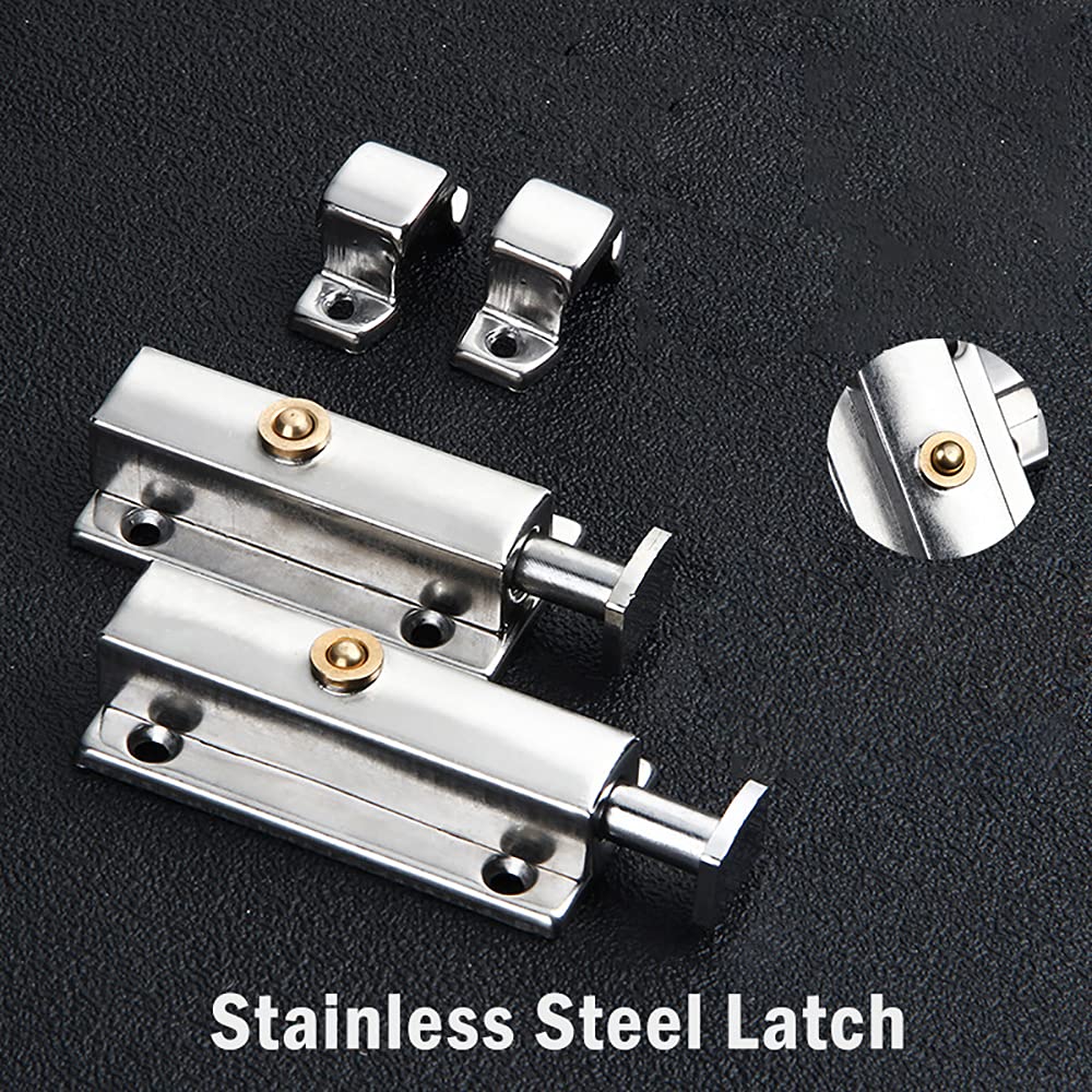 6 Inch Stainless Steel Self-Locking Barrel Bolt - Heavy Duty Sliding Door Latch Lock for Barn Doors, Sheds & Gates (Weatherproof & Rust-Resistant)