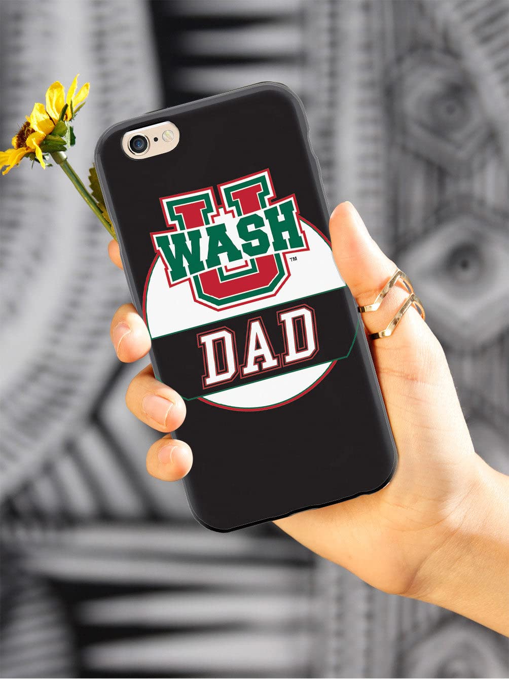 3D Textured iPhone 15 Pro Case with Rubber Bumper - Protective Phone Cover for Apple iPhone 15 Pro - Inspired College Dad Design Featuring Washington University (St. Louis) Bears - Perfect for School, Work & Everyday Use