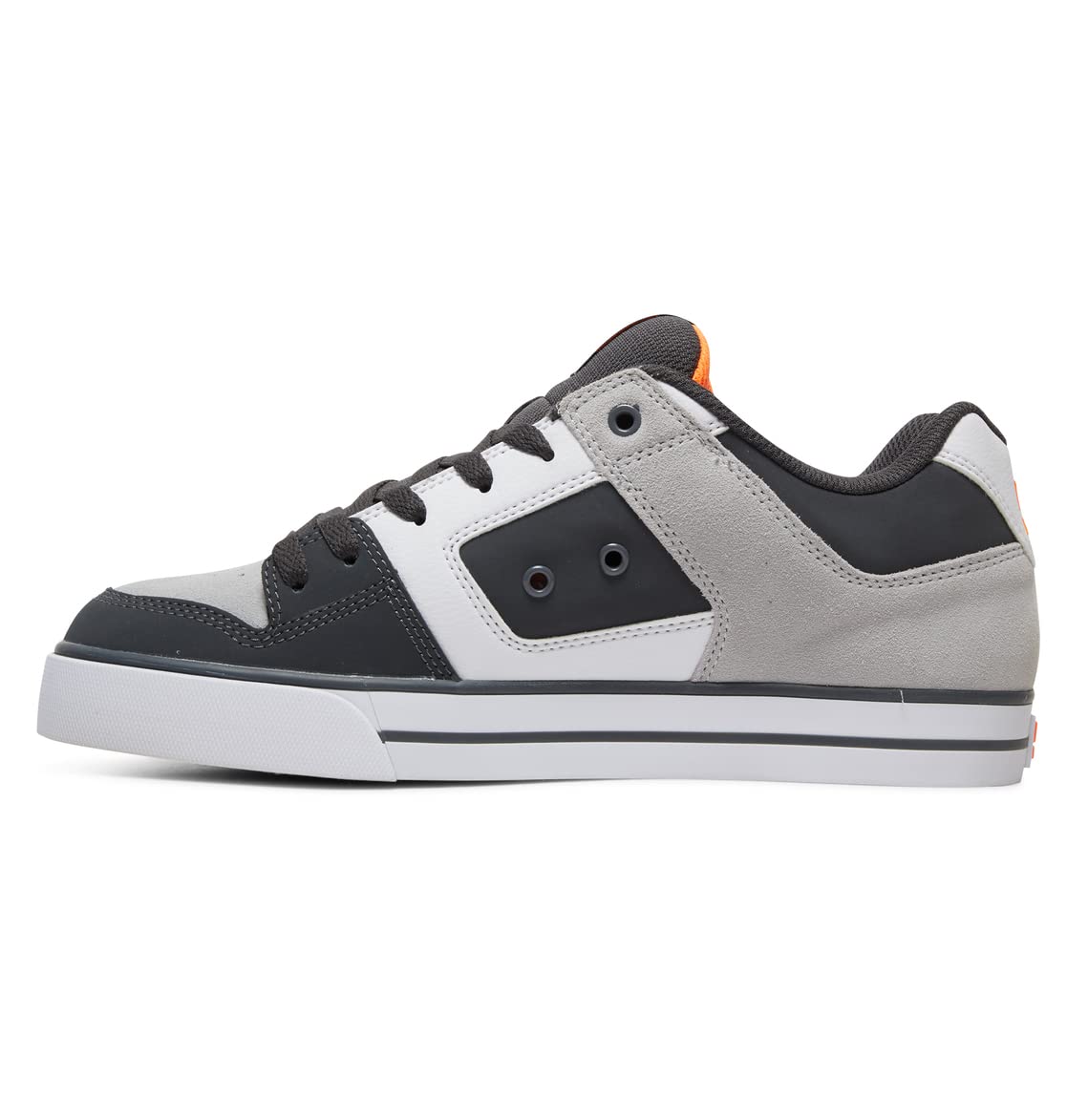 DC Shoes Pure Men's Skate Trainers - Grey & Orange Colorway | US Size 8 | Durable Skateboarding Shoes for Street & Park Riding