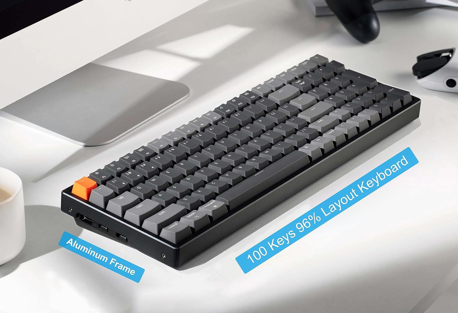 Keychron K4 Bluetooth Wireless Mechanical Keyboard with RGB Backlit, Hot-Swappable 100 Keys, USB Wired for Mac & Windows - Aluminum Frame, Gateron Brown Switch | Perfect for Gaming, Coding & Office Work